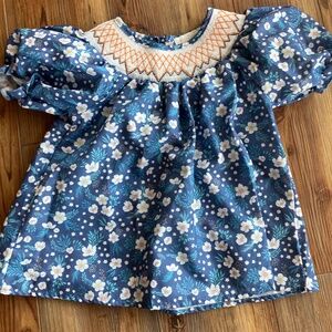Girl’s size 7 Wren & James peasant top blue white flowers boho